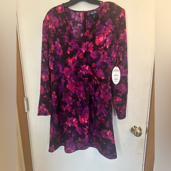 NWT Scoop ROSETTE SATIN DRESS all over floral print Longsleeve dress - Picture 1 of 11